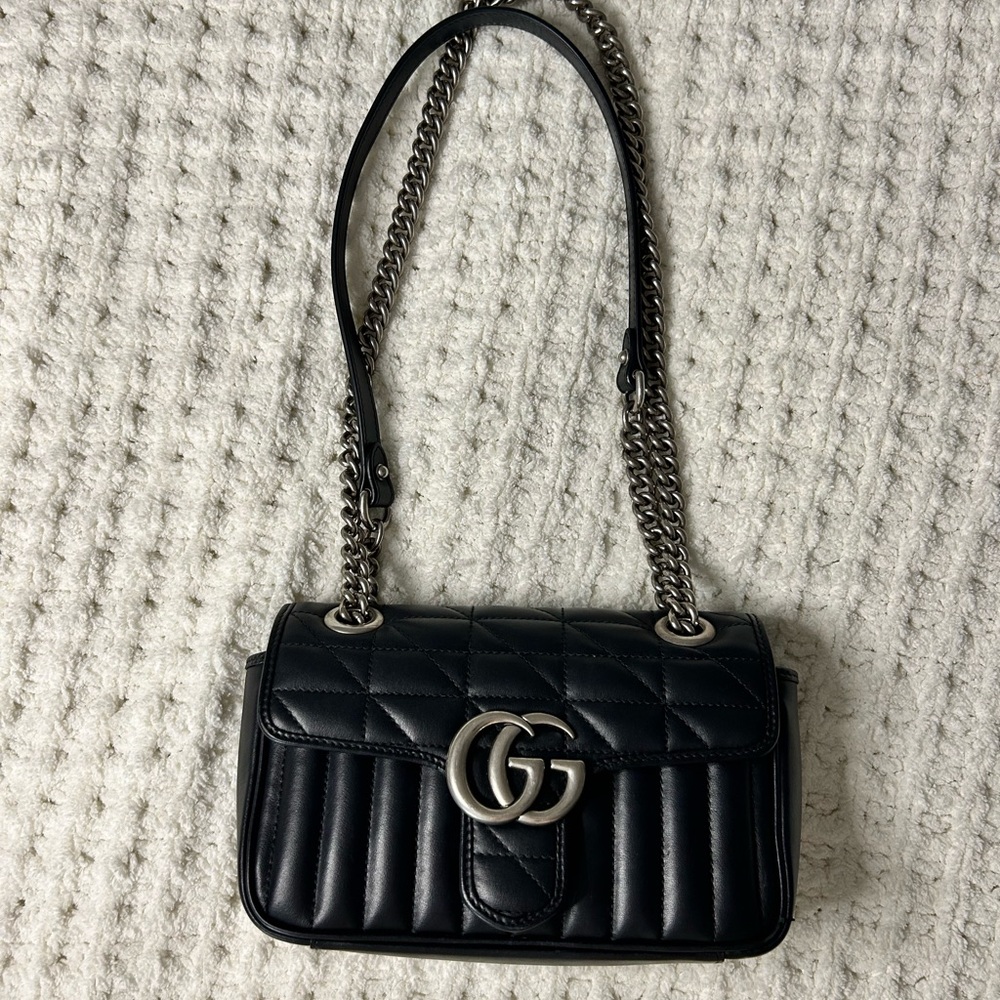 Gucci Women's Mini Gg Marmont Calf Suede Shoulder Bag